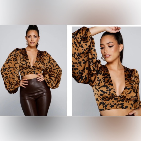 Windsor Tops - Windsor Chic Look Leopard Print Crop Top